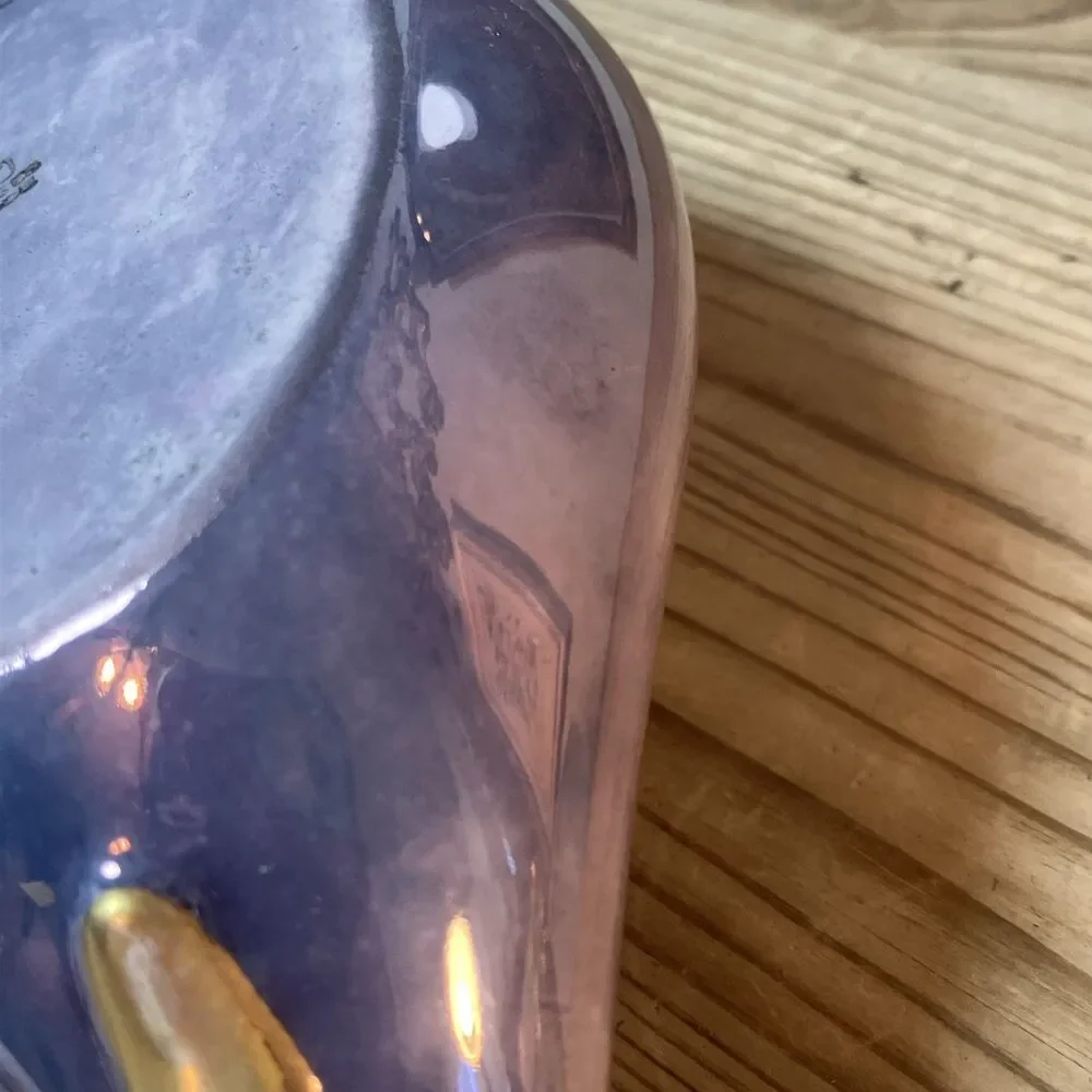 Antique Limoges France Gold Rim Pearlized Purple Vanity Dish Bowl Luster Wear